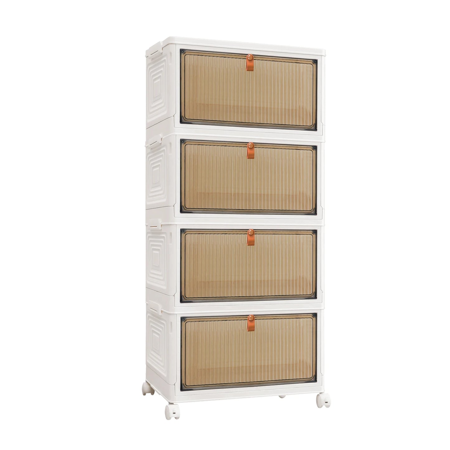 3/4/5 Tier Foldable Storage Organizer with Wheels & Lids – Stackable Plastic Storage Boxes for Home