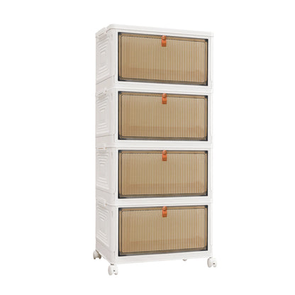 3/4/5 Tier Foldable Storage Organizer with Wheels & Lids – Stackable Plastic Storage Boxes for Home
