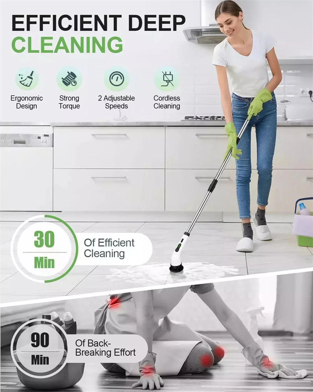 9-in-1 Electric Spin Scrubber – Cordless Handheld Power Cleaning Brush with Adjustable Handle