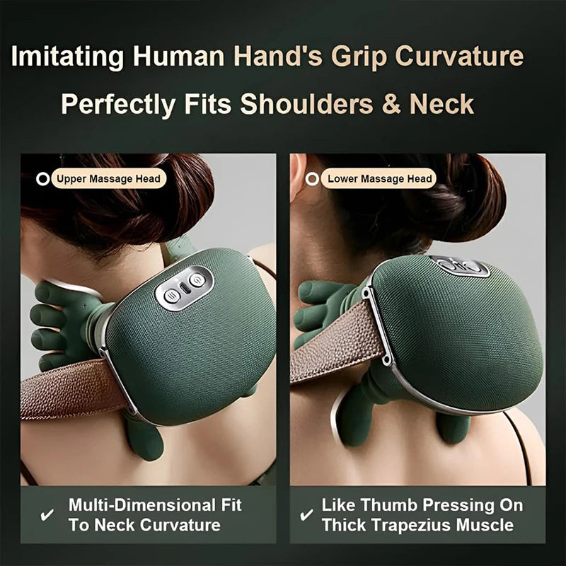 Wireless Neck & Shoulder Massager with Heat – Deep Kneading Shiatsu Massage Pillow for Body Pain Relief