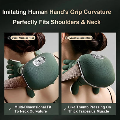 Wireless Neck & Shoulder Massager with Heat – Deep Kneading Shiatsu Massage Pillow for Body Pain Relief