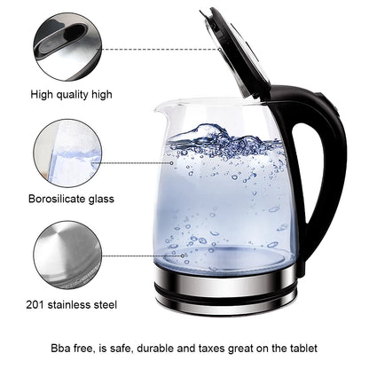1.8L Glass Electric Kettle with Auto Shut-Off – Fast Boil Tea & Water Heater with Dry Boil Protection