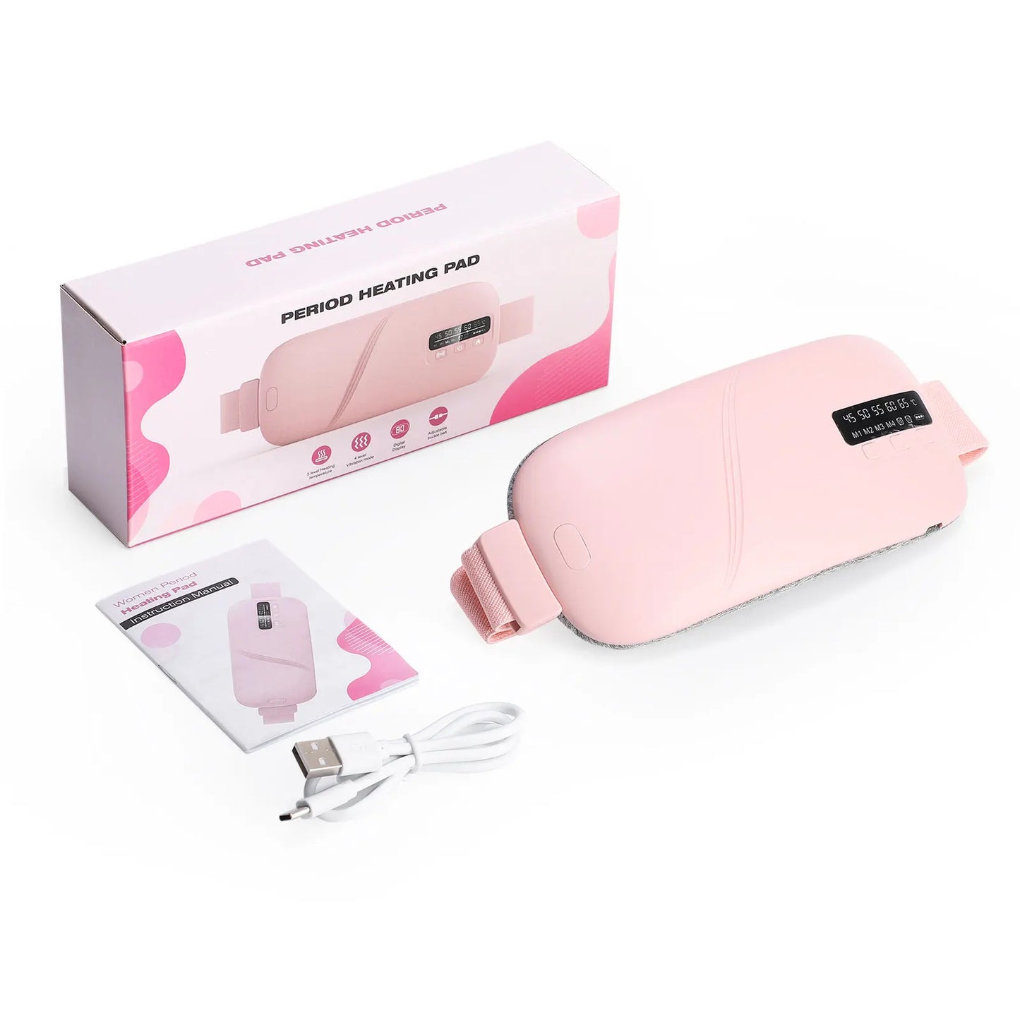 Electric Heating Waist Massage Belt – Smart Menstrual Heating Pad with Vibration Therapy for Period Cramp Relief