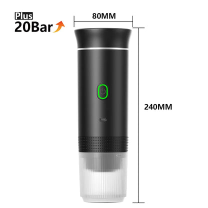 Portable Wireless Espresso Coffee Maker – 3-in-1 Travel Coffee Machine for Capsules & Ground Coffee