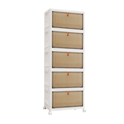 3/4/5 Tier Foldable Storage Organizer with Wheels & Lids – Stackable Plastic Storage Boxes for Home