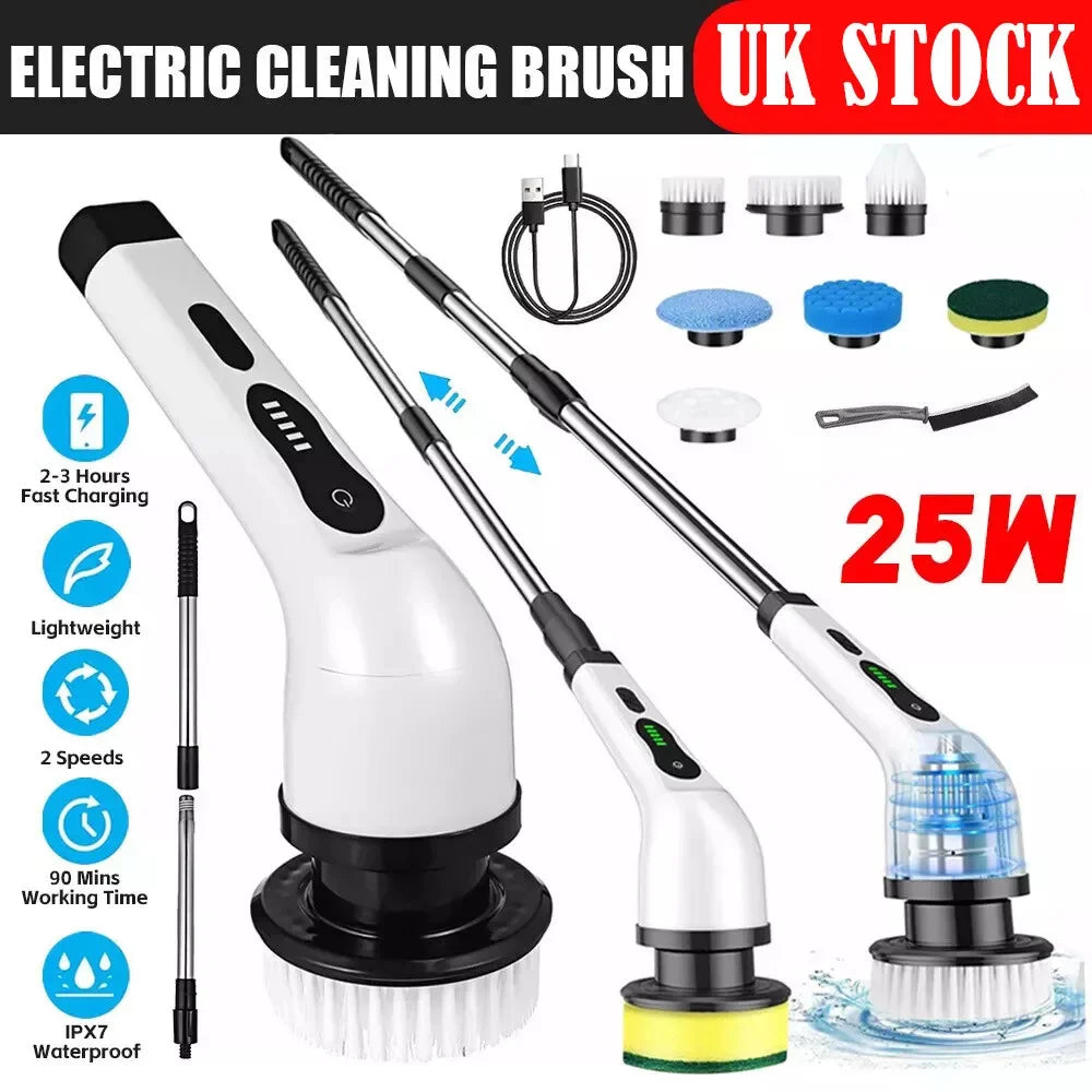 9-in-1 Electric Spin Scrubber – Cordless Handheld Power Cleaning Brush with Adjustable Handle