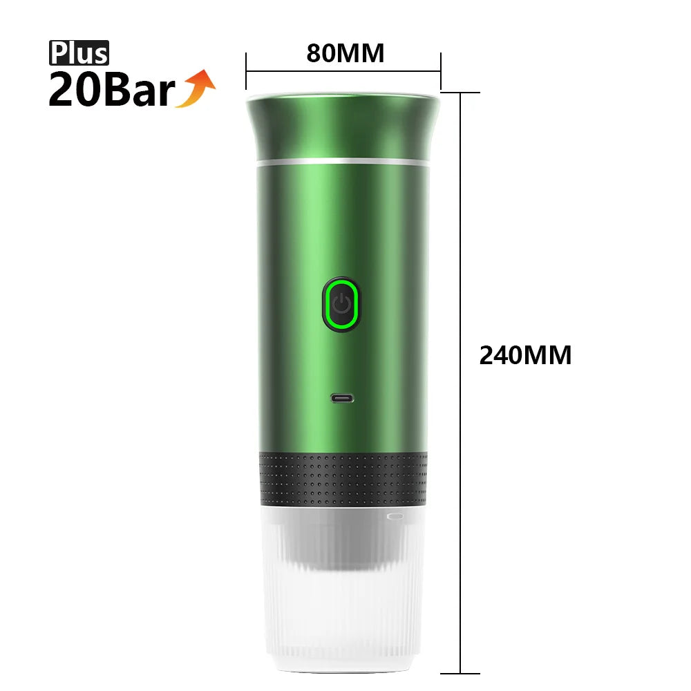 Portable Wireless Espresso Coffee Maker – 3-in-1 Travel Coffee Machine for Capsules & Ground Coffee