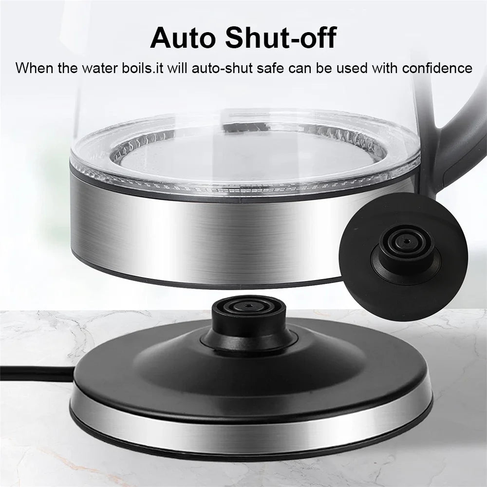 1.8L Glass Electric Kettle with Auto Shut-Off – Fast Boil Tea & Water Heater with Dry Boil Protection