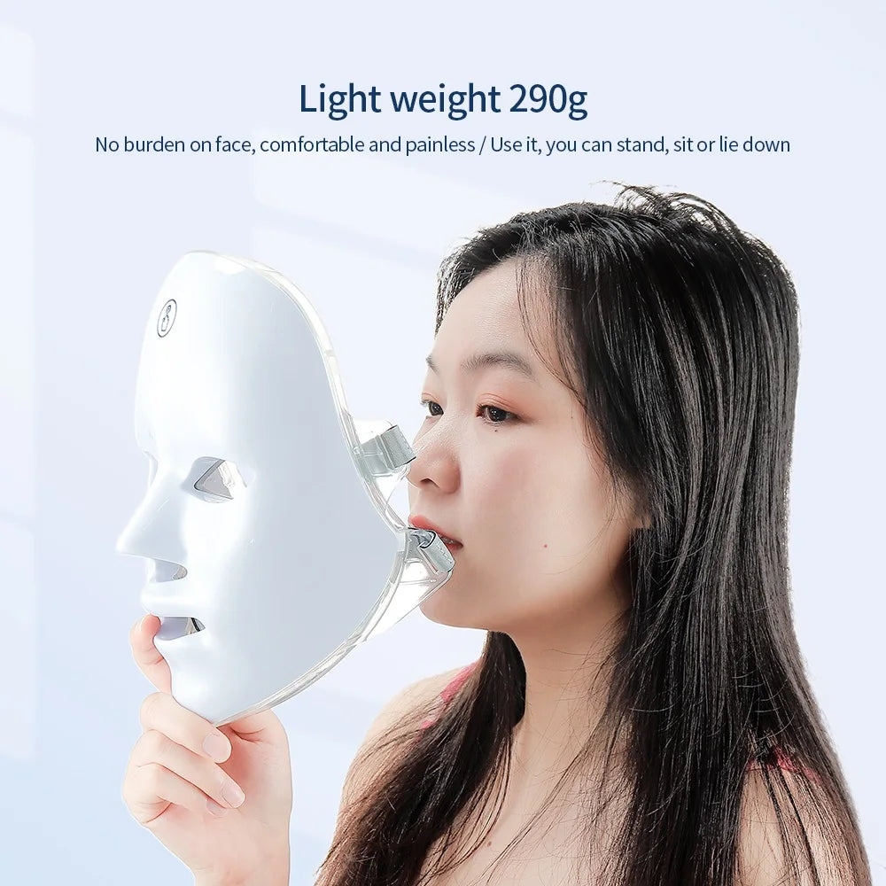 7-Color LED Photon Facial Mask | Wireless Light Therapy Mask for Anti-Aging, Acne Reduction, Skin Tightening & Brightening